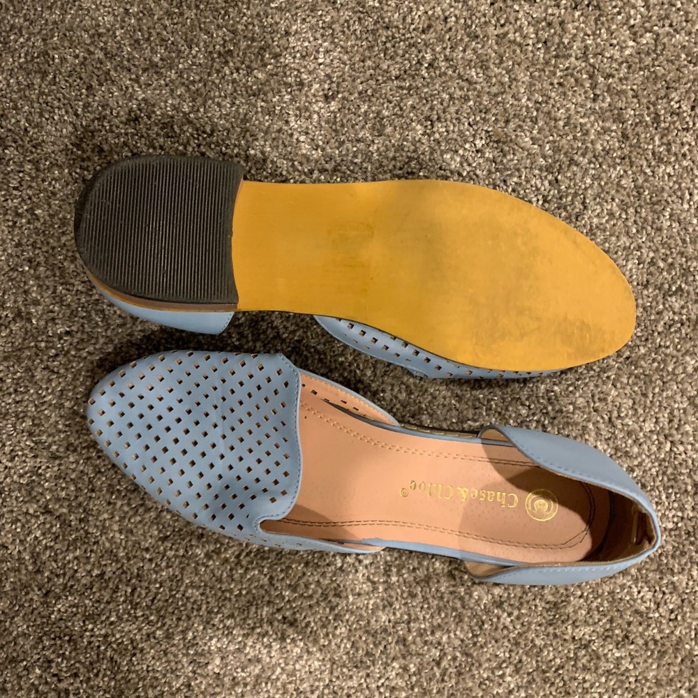 Blue slip on flats
